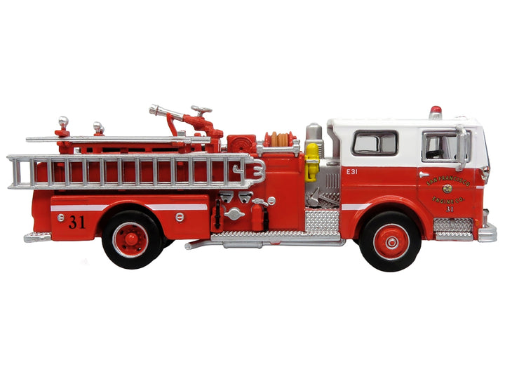 1974 Ward LaFrance Fire Engine "San Francisco Fire Department - Engine 31" Red with White Top "5 Alarm" Series Limited Edition 1/87 (HO) Diecast Model by Iconic Replicas image 2