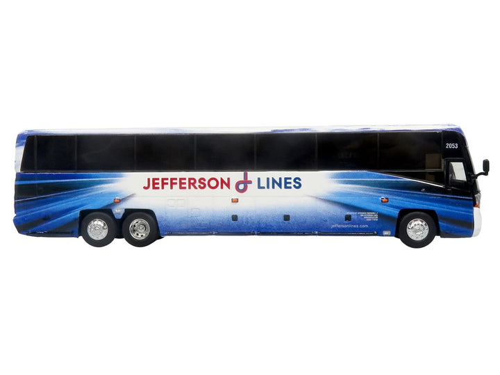 MCI D4520 Commuter Coach Bus "Jefferson Lines" White with Blue Graphics "The Bus & Motorcoach Collection" Limited Edition to 504 pieces Worldwide 1/87 (HO) Scale Diecast Model by Iconic Replicas image 2