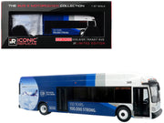 New Flyer Xcelsior XN40 Transit Bus "Delta Air Lines 100th Anniversary" Blue and White with Graphics "The Bus & Motorcoach Collection" Limited Edition 1/87 (HO) Scale Diecast Model by Iconic Replicas