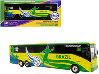 Van Hool CX-45 Coach Bus "Brazil National Football Team" Yellow and Green with Graphics "International Federation of the Global Game" Series Limited Edition to 504 pieces Worldwide 1/87 (HO) Diecast Model by Iconic Replicas
