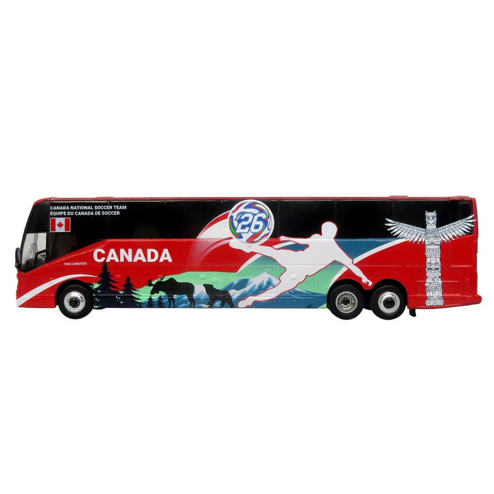 Prevost H3-45 Coach Bus "Canada National Soccer Team" Red with Graphics "International Federation of the Global Game" Series Limited Edition to 504 pieces Worldwide 1/87 (HO) Diecast Model by Iconic Replicas image 2