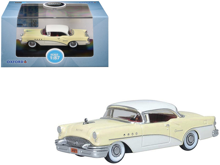 1955 Buick Century Condor Yellow and Dover White with Red Interior 1/87 (HO) Scale Diecast Model Car by Oxford Diecast image 2