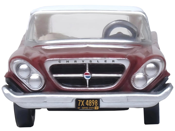 1961 Chrysler 300 Convertible (Closed Top) Cinnamon Brown Metallic with White Top 1/87 (HO) Scale Diecast Model Car by Oxford Diecast image 2