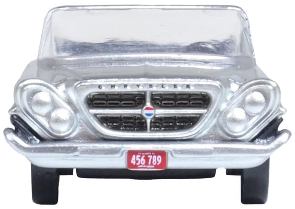 1961 Chrysler 300G Convertible Sheffield Silver Metallic 1/87 (HO) Scale Diecast Model Car by Oxford Diecast
