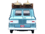 1961 Chevrolet Corvair Greenbrier Passenger Wagon Van Turquoise Metallic and Cameo White with Surfboards on Roof 1/87 (HO) Scale Diecast Model Car by Oxford Diecast image 3