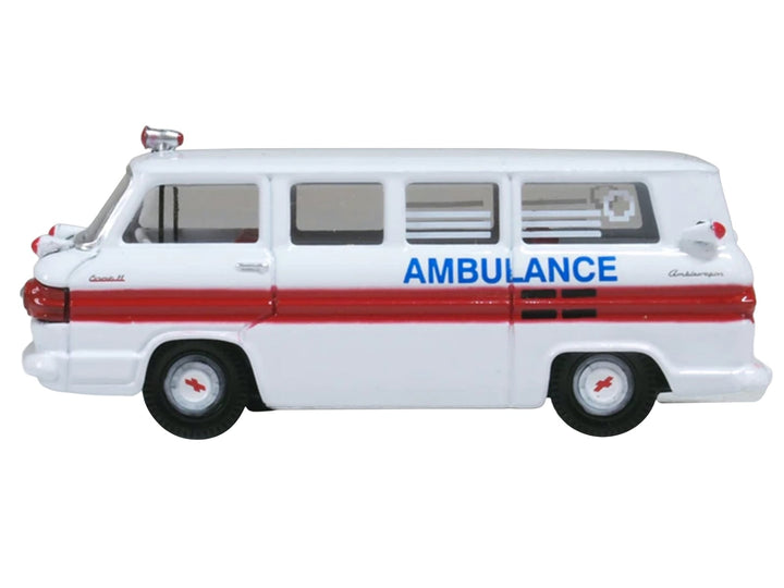 1962 Chevrolet Corvair Greenbrier AmbleWagon Ambulance White with Red Stripes 1/87 (HO) Scale Diecast Model Car by Oxford Diecast image 2