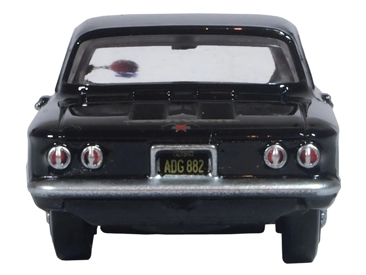 1963 Chevrolet Corvair Coupe Tuxedo Black with Red Interior 1/87 (HO) Scale Diecast Model Car by Oxford Diecast image 2