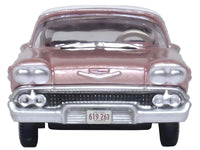 1958 Chevrolet Impala Sport Cay Coral Pink Metallic with White Top 1/87 (HO) Scale Diecast Model Car by Oxford Diecast image 2