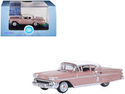 1958 Chevrolet Impala Sport Cay Coral Pink Metallic with White Top 1/87 (HO) Scale Diecast Model Car by Oxford Diecast image 4