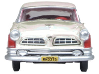 1955 Chrysler New Yorker Deluxe St. Regis Tango Red and Platinum Metallic 1/87 (HO) Scale Diecast Model Car by Oxford Diecast image 2