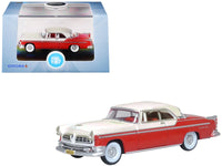 1955 Chrysler New Yorker Deluxe St. Regis Tango Red and Platinum Metallic 1/87 (HO) Scale Diecast Model Car by Oxford Diecast image 4