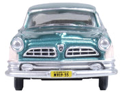 1955 Chrysler New Yorker Deluxe St. Regis Jade Green Metallic and Cream 1/87 (HO) Scale Diecast Model Car by Oxford Diecast image 4