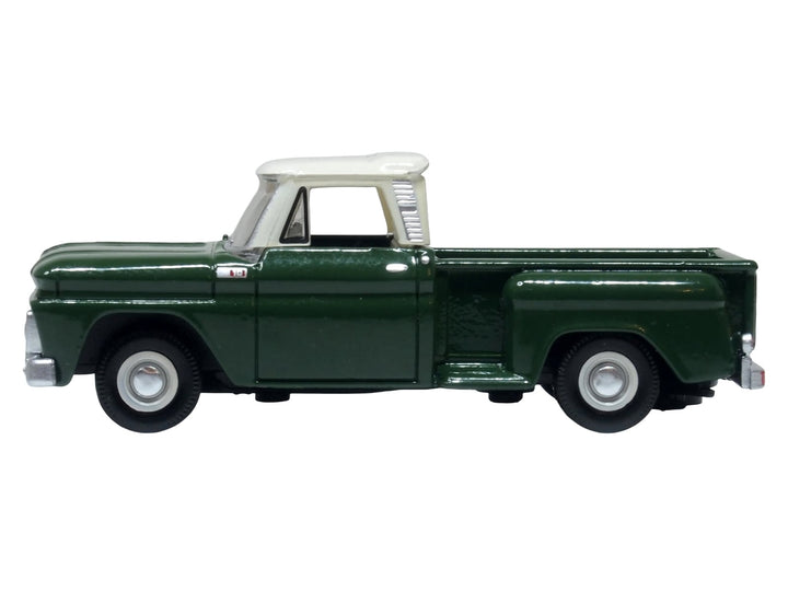 1965 Chevrolet C10 Stepside Pickup Truck Dark Green with Ivory Top 1/87 (HO) Scale Diecast Model Car by Oxford Diecast image 2