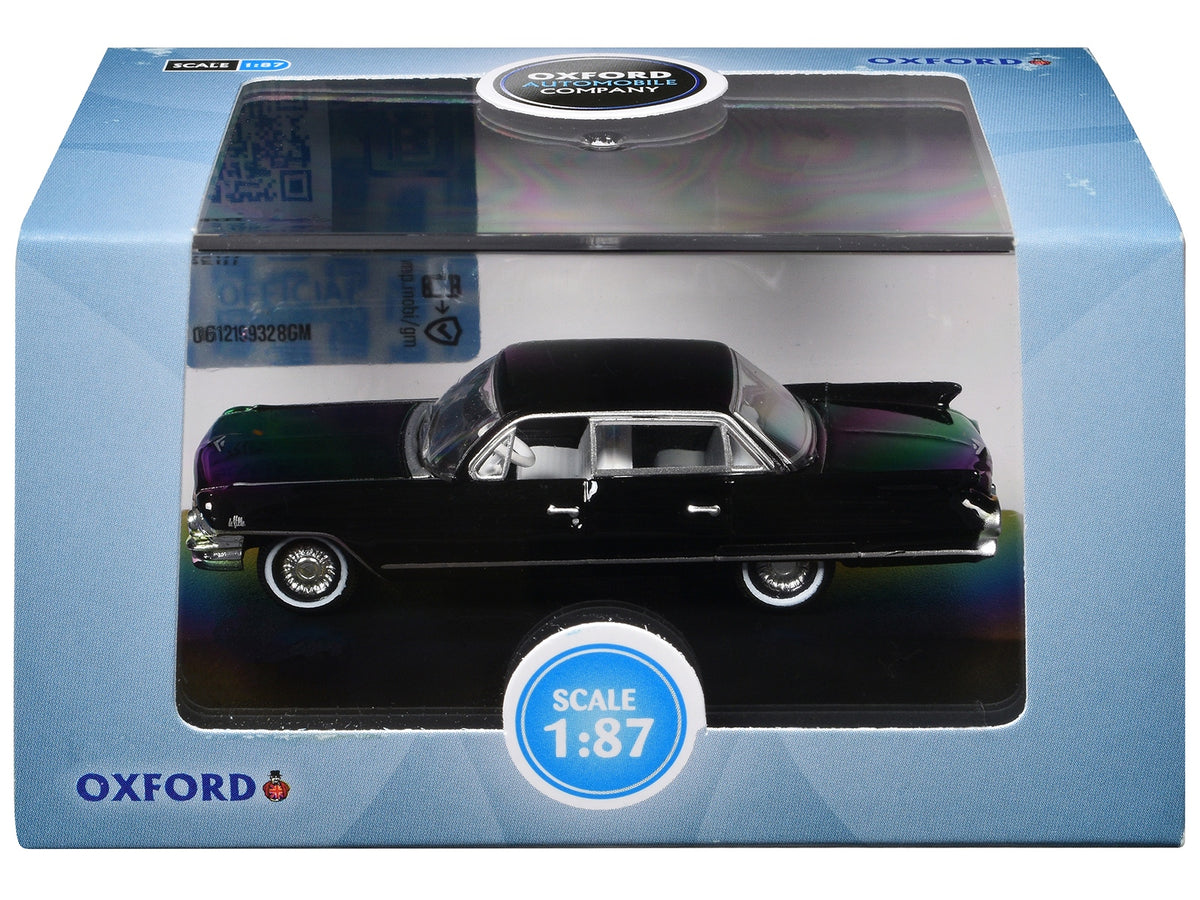 1961 Cadillac Sedan DeVille Ebony Black with White Interior 1/87 (HO) Scale Diecast Model Car by Oxf– product image