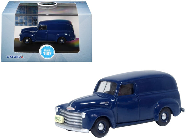 1950 Chevrolet Panel Van Mariner Blue 1/87 (HO) Scale Diecast Model Car by Oxford Diecast