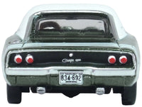 1968 Dodge Charger Racing Green Metallic with White Top and Tail Stripe 1/87 (HO) Scale Diecast Model Car by Oxford Diecast image 3