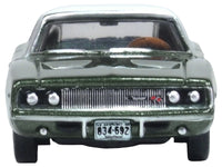 1968 Dodge Charger Racing Green Metallic with White Top and Tail Stripe 1/87 (HO) Scale Diecast Model Car by Oxford Diecast image 4