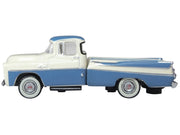 1957 Dodge D100 Sweptside Pickup Truck Ice Blue and Glacier White 1/87 (HO) Scale Diecast Model Car by Oxford Diecast image 2