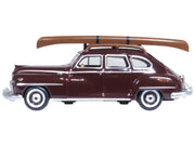 1946 DeSoto Suburban with Roof Rack and Canoe Royal Maroon 1/87 (HO) Scale Diecast Model Car by Oxford Diecast image 3