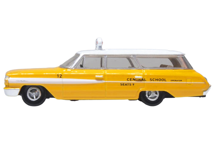 1964 Ford Country Station Wagon "Central School Bus" Yellow with White Top 1/87 (HO) Scale Diecast Model Car by Oxford Diecast image 2