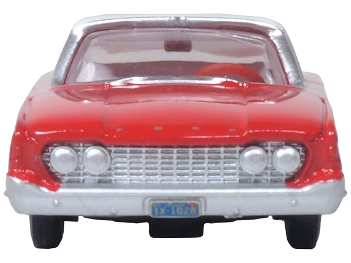 1960 Ford Fairlane Sedan 500 Monte Carlo Red with Corinthian White Top and Interior 1/87 (HO) Scale Diecast Model Car by Oxford Diecast image 2