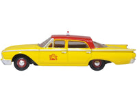 1960 Ford Fairlane Sedan "NYC Taxi" Yellow with Red Top and Interior 1/87 (HO) Scale Diecast Model Car by Oxford Diecast image 2