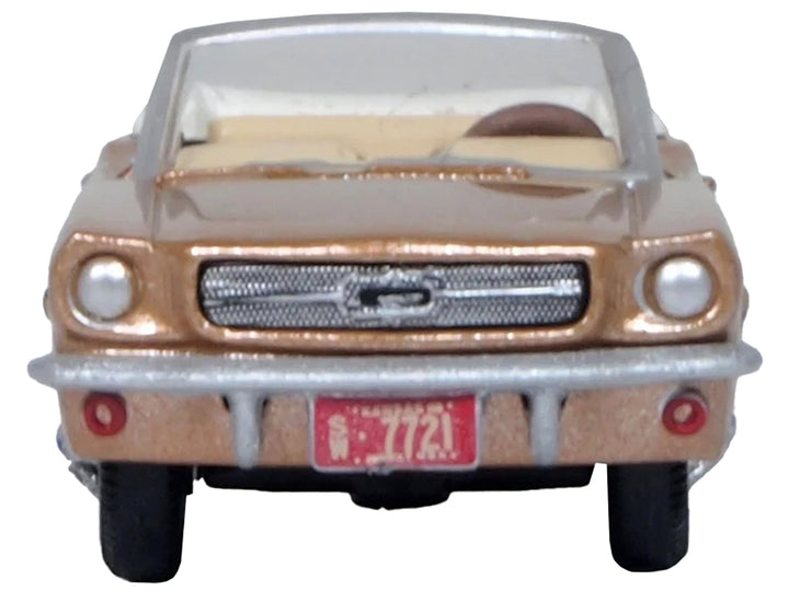 1965 Ford Mustang Convertible Prairie Bronze Metallic 1/87 (HO) Scale Diecast Model Car by Oxford Diecast image 2