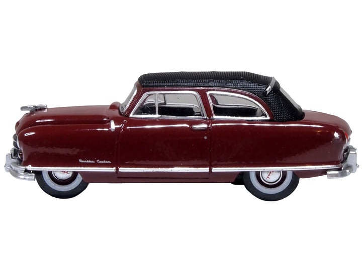 1950 Nash Rambler Custom Landau Convertible (Closed) Sunset Maroon with Black Top 1/87 (HO) Scale Diecast Model Car by Oxford Diecast image 2