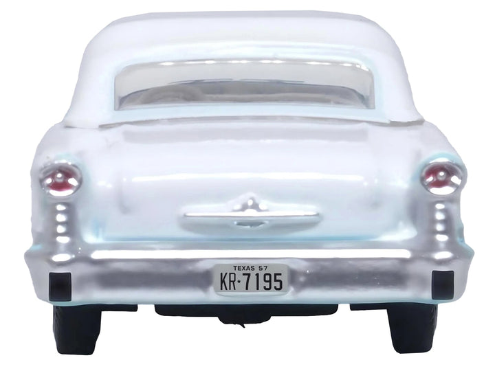 1957 Oldsmobile 88 Convertible (Top-Up) Banff Blue and Alcan White with White 1/87 (HO) Scale Diecast Model Car by Oxford Diecast image 2