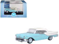 1957 Oldsmobile 88 Convertible (Top-Up) Banff Blue and Alcan White with White 1/87 (HO) Scale Diecast Model Car by Oxford Diecast image 3