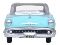 1957 Oldsmobile 88 Convertible (Top-Up) Banff Blue and Alcan White with White 1/87 (HO) Scale Diecast Model Car by Oxford Diecast image 4