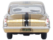 1965 Plymouth Barracuda Gold Metallic with Black Stripes 1/87 (HO) Scale Diecast Model Car by Oxford Diecast image 2