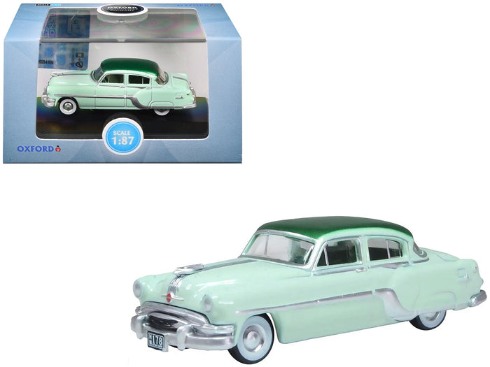 1954 Pontiac Chieftain 4 Door Shannon Green with Brookmere Green Top 1/87 (HO) Scale Diecast Model Car by Oxford Diecast