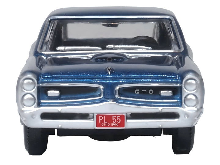 1966 Pontiac GTO Fontaine Blue Metallic 1/87 (HO) Scale Diecast Model Car by Oxford Diecast image 2