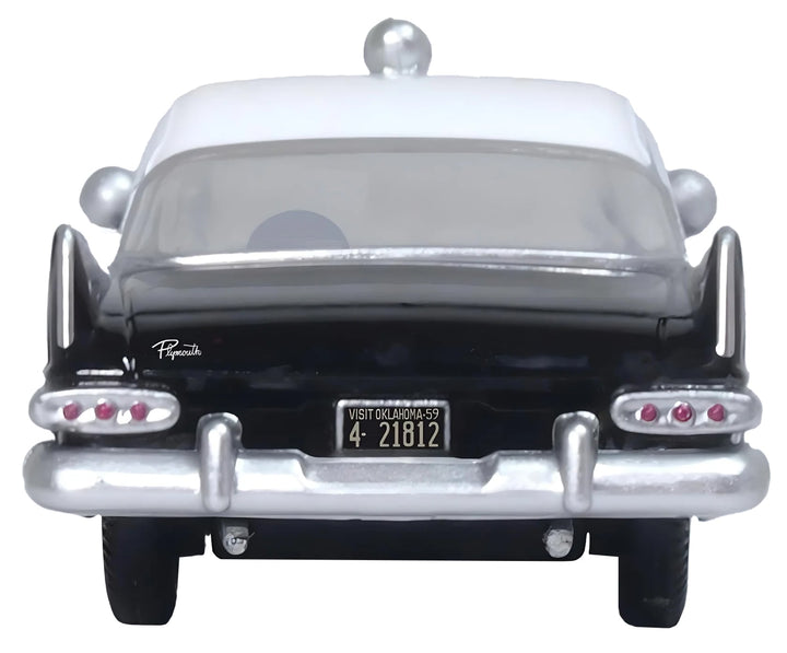 1959 Plymouth Savoy Black and White "Oklahoma Highway Patrol" 1/87 (HO) Scale Diecast Model Car by Oxford Diecast image 2