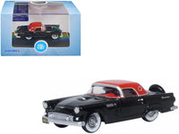 1956 Ford Thunderbird Raven Black with Fiesta Red Top 1/87 (HO) Scale Diecast Model Car by Oxford Diecast image 3