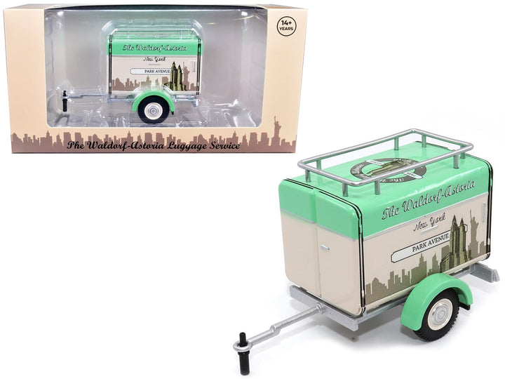 Travel Trailer Beige with Light Green Top "The Waldorf-Astoria Luggage Service New York - Park Avenue" 1/24 Diecast Model Car by Motor City Classics image 2