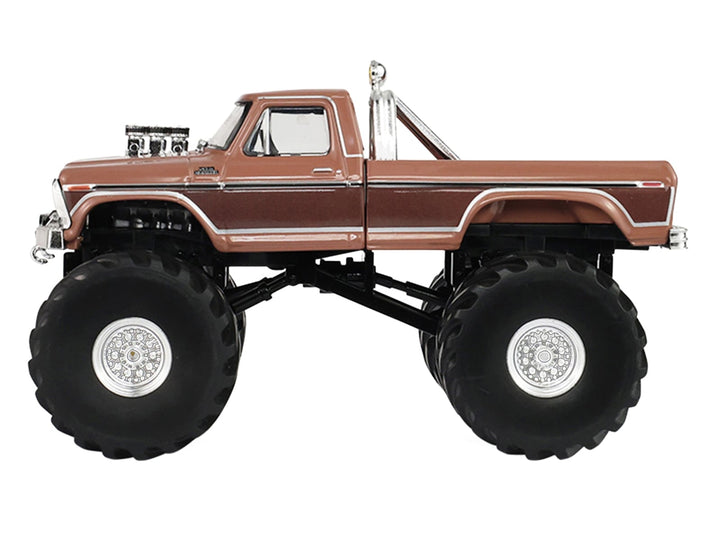 1978 Ford F-350 Monster Truck with 66-Inch Tires "BFT" Brown Two-Tone "Kings of Crunch" Series 1/43 Diecast Model Car by Greenlight image 2