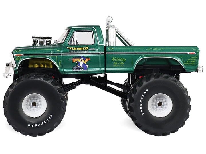 1975 Ford F-250 Monster Truck with 66-Inch Tires "Thumper" Green Metallic "Kings of Crunch" Series 1/43 Diecast Model Car by Greenlight image 2