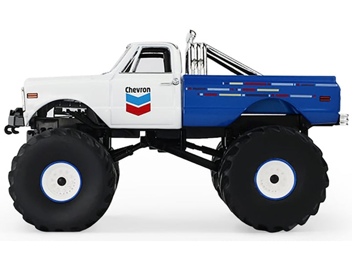 1972 Chevrolet K-10 Monster Truck "Chevron 150th Anniversary" White and Blue Metallic "Kings of Crunch" Series 1/43 Diecast Model Car by Greenlight image 2