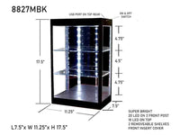 three-tier model display case mirror back LED lights 1:64 to 1:18 8827MBK, product image 1
