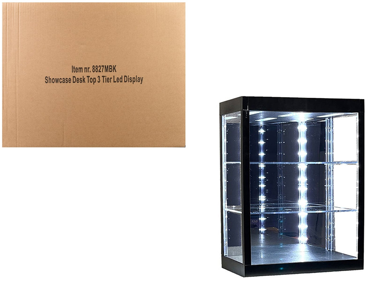 three-tier model display case mirror back LED lights 1:64 to 1:18 8827MBK, product image 5