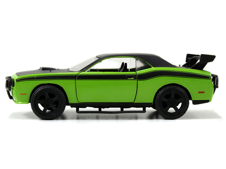Letty's Dodge Challenger SRT8 Green with Matt Black Top and Hood and Black Stripes "Furious 7" (2015) Movie "Fast & Furious 25th Anniversary" Series 1/32 Diecast Car Model by Jada image 2