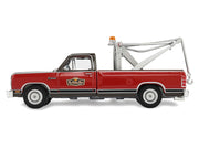 1983 Dodge Ram D-100 Royal SE Tow Truck with Drop-In Tow Hook "Hobby Shop Auto Mechanic" Brown and Red with Work Lights "The Hobby Shop" Series 17 1/64 Diecast Model Car by Greenlight image 3