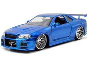 Brian's Nissan GTR Skyline R34 RHD (Right Hand Drive) Blue 25th Anniversary "Fast & Furious" Movie 1/24 Diecast Model Car by Jada image 4