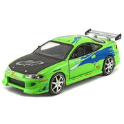 Brian's Mitsubishi Eclipse Green with Black Hood and Graphics "The Fast and The Furious" (2001) Movie "25 Years of Fast & Furious" Series 1/24 Diecast Model by Jada image 2