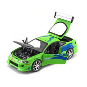 Brian's Mitsubishi Eclipse Green with Black Hood and Graphics "The Fast and The Furious" (2001) Movie "25 Years of Fast & Furious" Series 1/24 Diecast Model by Jada image 3