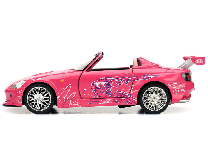 Suki's Honda S2000 Convertible Pink with Graphics "2 Fast 2 Furious" (2003) Movie "Fast & Furious 25th Anniversary" Series 1/32 Diecast Car Model by Jada image 2