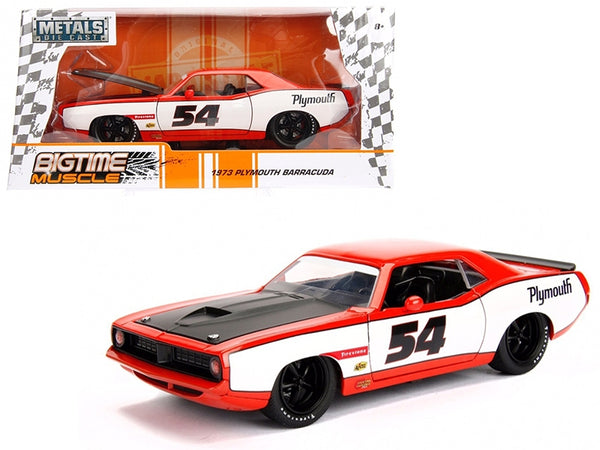 Jada 1973 Plymouth Barracuda number 54 red white black 1:24 99086, product image 1
