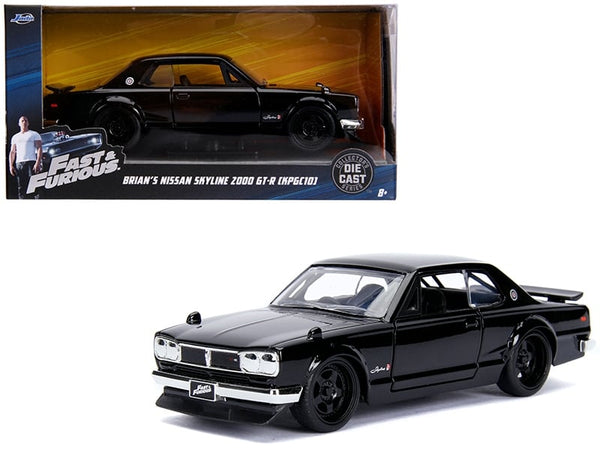 Black Nissan Skyline 2000 GT-R KPGC10 1:32 model with Fast & Furious window packaging, Jada 99602